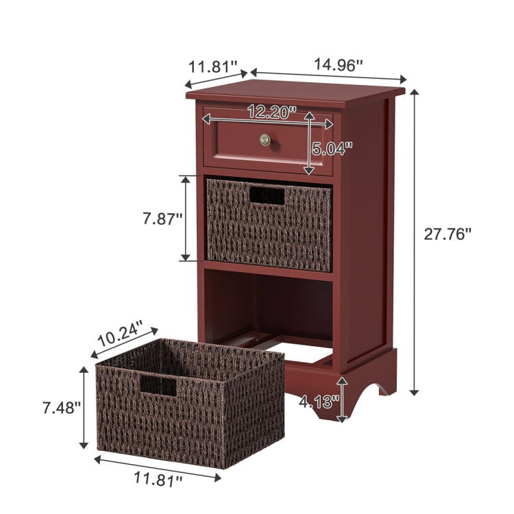 [US Warehouse] Storage Cabinet with 1 Drawers & 2 Baskets for Kitchen / Dining / Entrance / Bedroom, Size: 14.96x11.81x27.76 inch