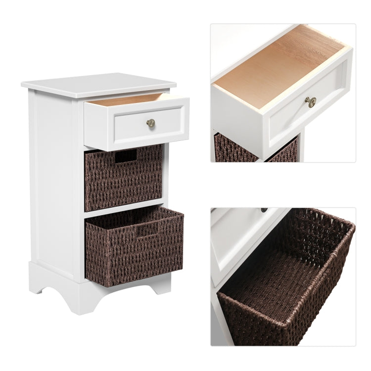 [US Warehouse] Storage Cabinet with 1 Drawers & 2 Baskets for Kitchen / Dining / Entrance / Bedroom, Size: 14.96x11.81x27.76 inch