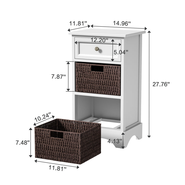 [US Warehouse] Storage Cabinet with 1 Drawers & 2 Baskets for Kitchen / Dining / Entrance / Bedroom, Size: 14.96x11.81x27.76 inch