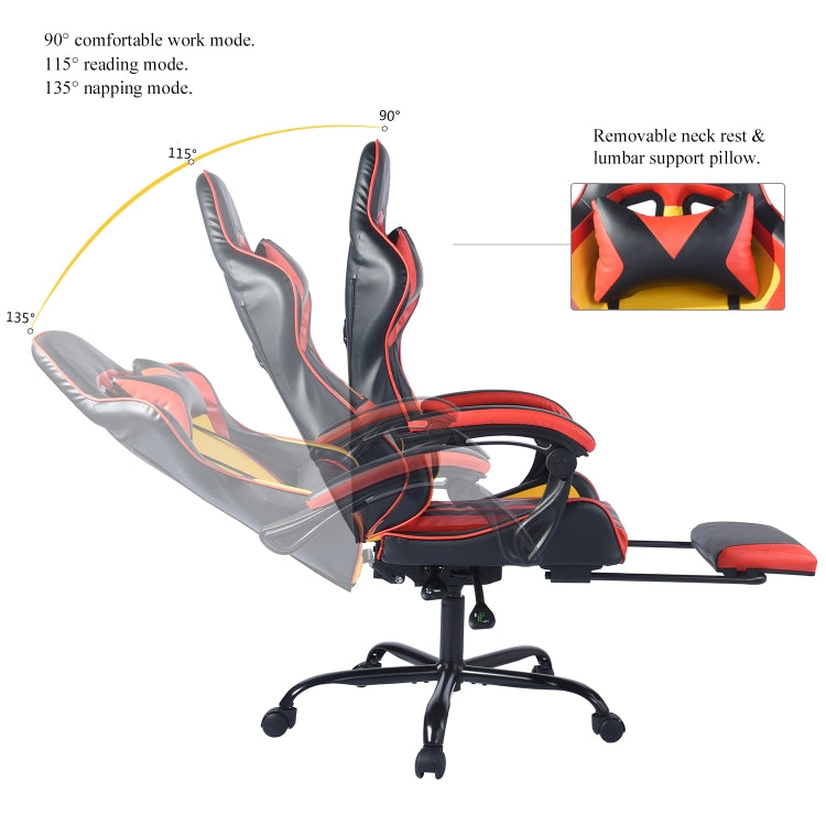 [US Warehouse] Mesh Ergonomic 180 Degrees Adjustable Swivel Task Chairs with Headrest & Lumbar Support & Footrest(Red)