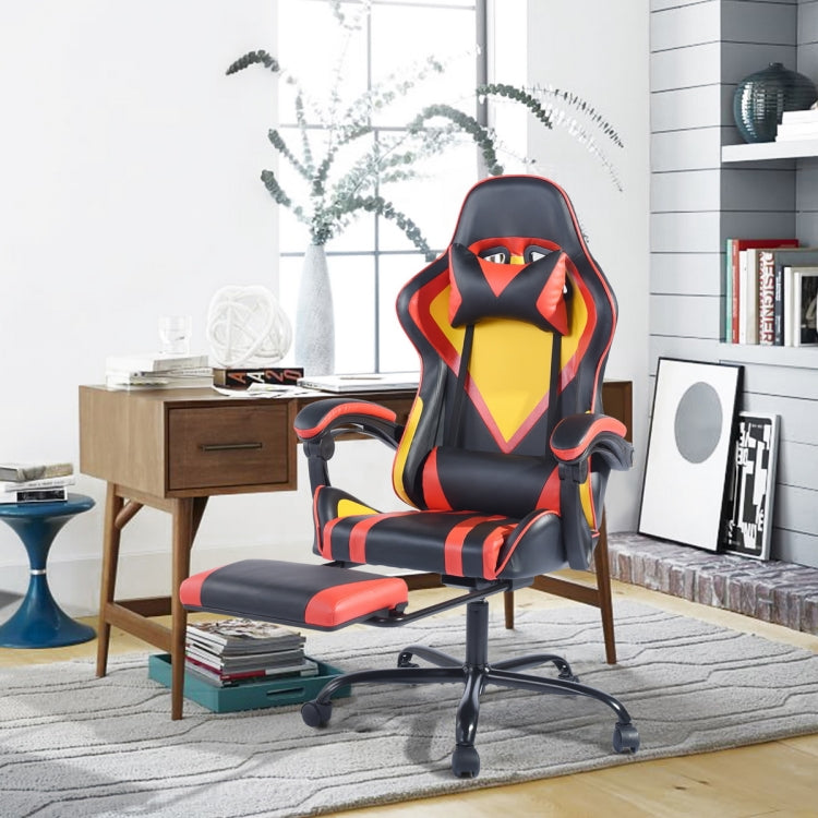 [US Warehouse] Mesh Ergonomic 180 Degrees Adjustable Swivel Task Chairs with Headrest & Lumbar Support & Footrest(Red)