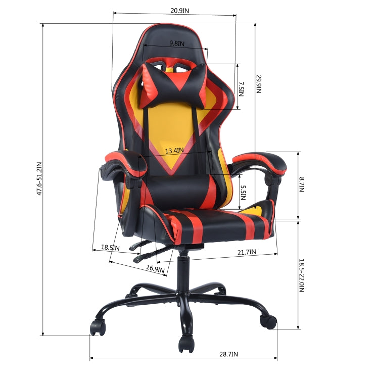 [US Warehouse] Ergonomic 180 Degrees Adjustable Swivel Task Chairs with Headrest & Lumbar Support(Red)