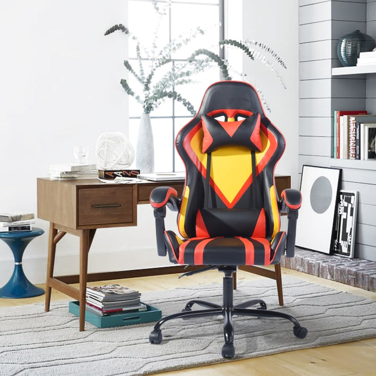 [US Warehouse] Ergonomic 180 Degrees Adjustable Swivel Task Chairs with Headrest & Lumbar Support(Red)