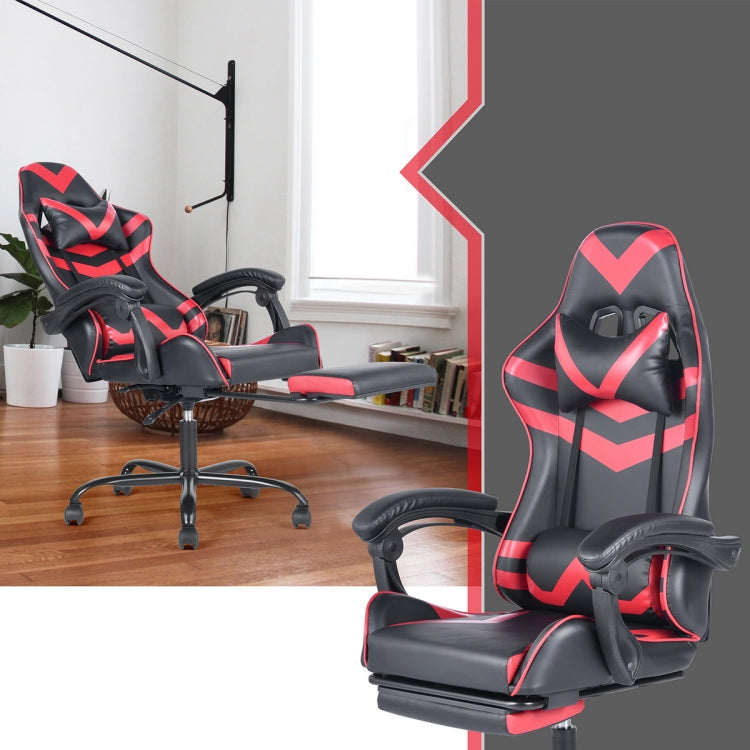[US Warehouse] Ergonomic 180 Degrees Adjustable Swivel Task Chairs with Headrest & Lumbar Support & Footrest(Red)