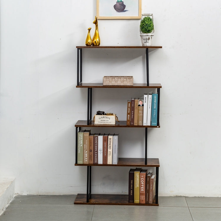 [US Warehouse] Freestanding Multifunctional Home Office 4 Tier Bookshelf, Size: 27.56x11.8x53.35 inch(Brown)