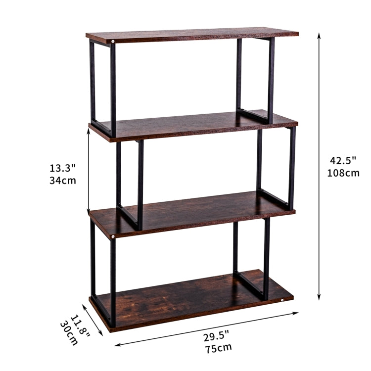 [US Warehouse] Freestanding Multifunctional Home Office 3 Tier Bookshelf, Size: 27.56x11.8x40.16 inch(Brown)