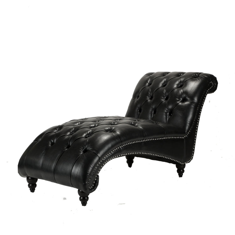 [US Warehouse] Home Indoor Leather Chaise Lounge, Size: 69.75x29x33.75 inch(Black)