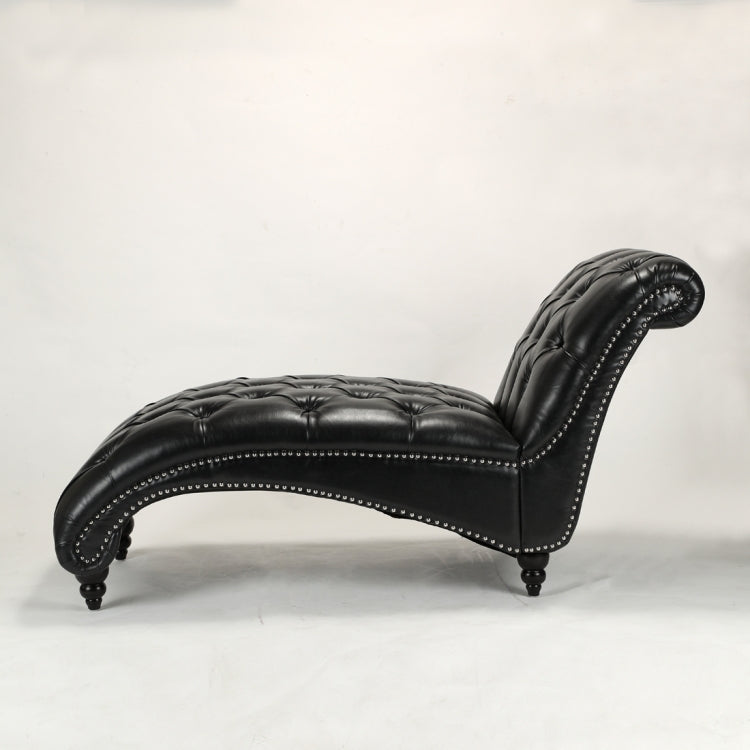 [US Warehouse] Home Indoor Leather Chaise Lounge, Size: 69.75x29x33.75 inch(Black)