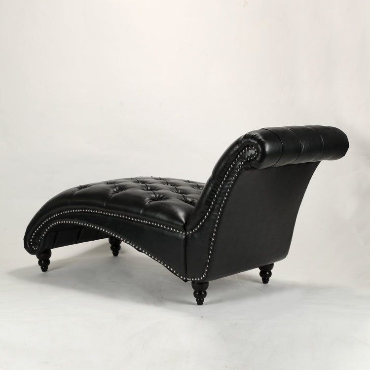 [US Warehouse] Home Indoor Leather Chaise Lounge, Size: 69.75x29x33.75 inch(Black)
