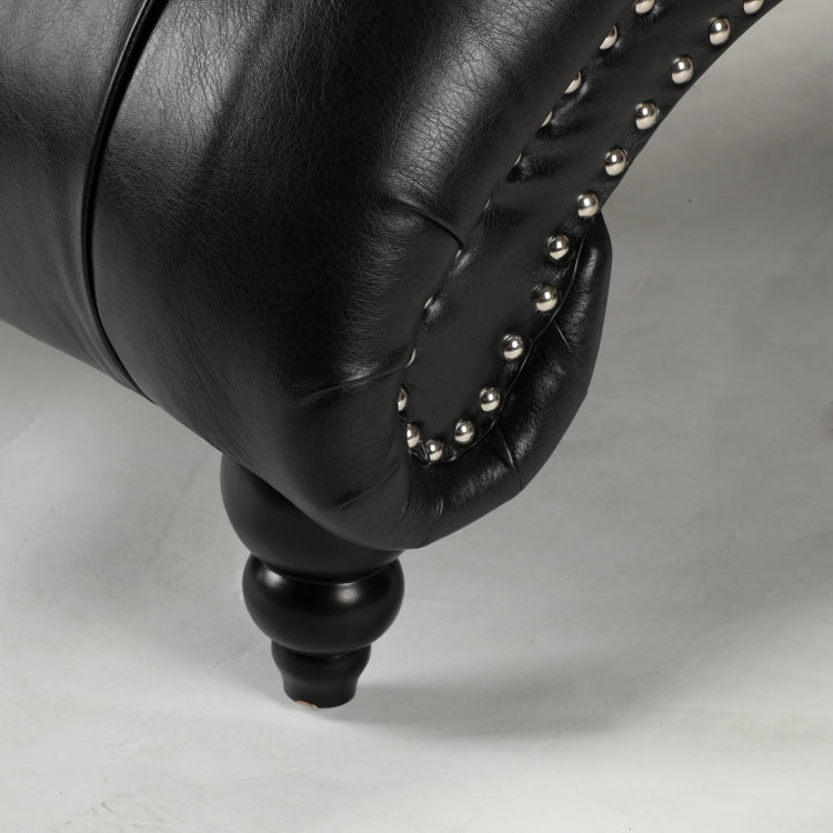 [US Warehouse] Home Indoor Leather Chaise Lounge, Size: 69.75x29x33.75 inch(Black)