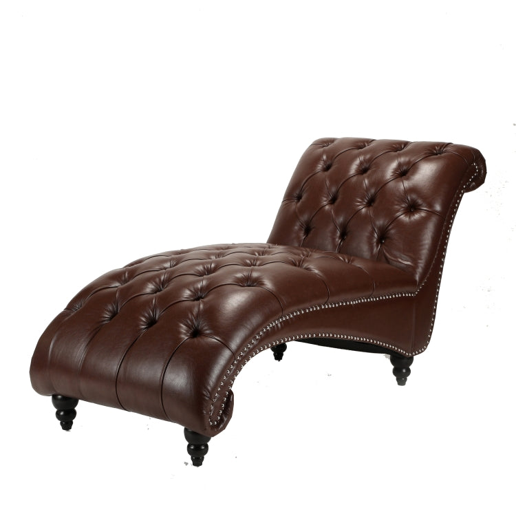 [US Warehouse] Home Indoor Leather Chaise Lounge, Size: 69.75x29x33.75 inch(Dark Brown)