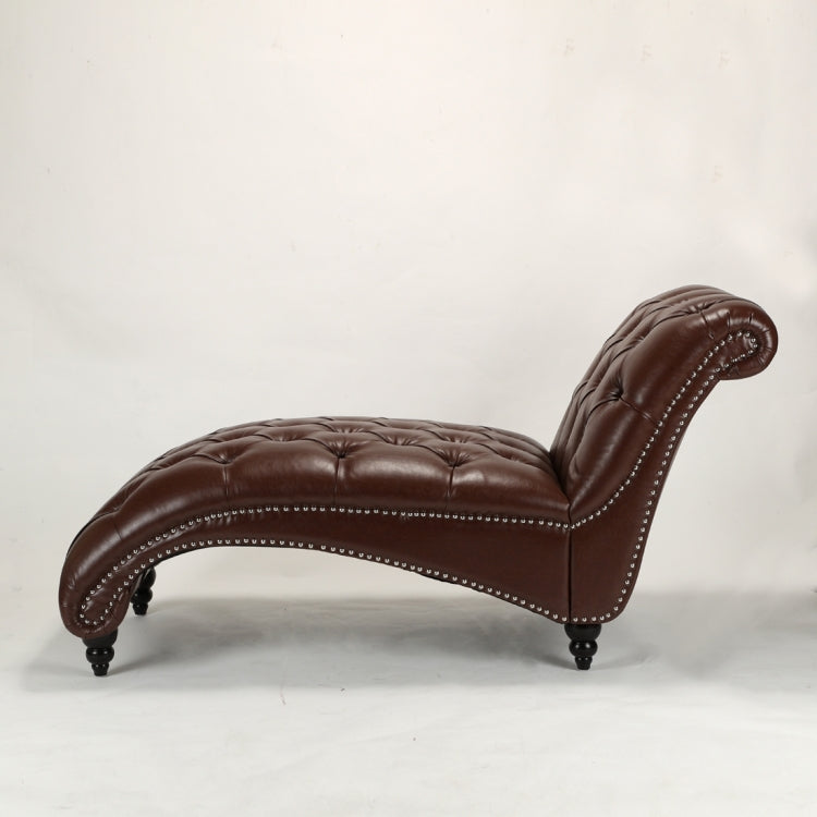 [US Warehouse] Home Indoor Leather Chaise Lounge, Size: 69.75x29x33.75 inch(Dark Brown)