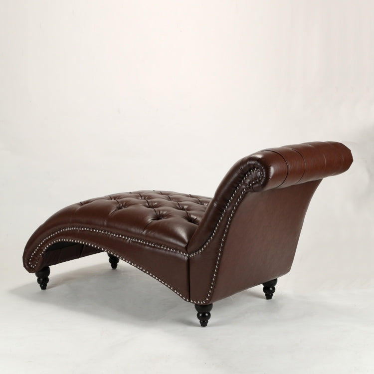 [US Warehouse] Home Indoor Leather Chaise Lounge, Size: 69.75x29x33.75 inch(Dark Brown)