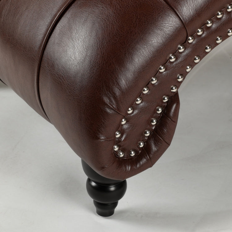 [US Warehouse] Home Indoor Leather Chaise Lounge, Size: 69.75x29x33.75 inch(Dark Brown)