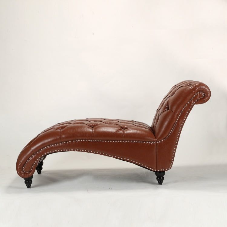 [US Warehouse] Home Indoor Leather Chaise Lounge, Size: 69.75x29x33.75 inch(Brown)