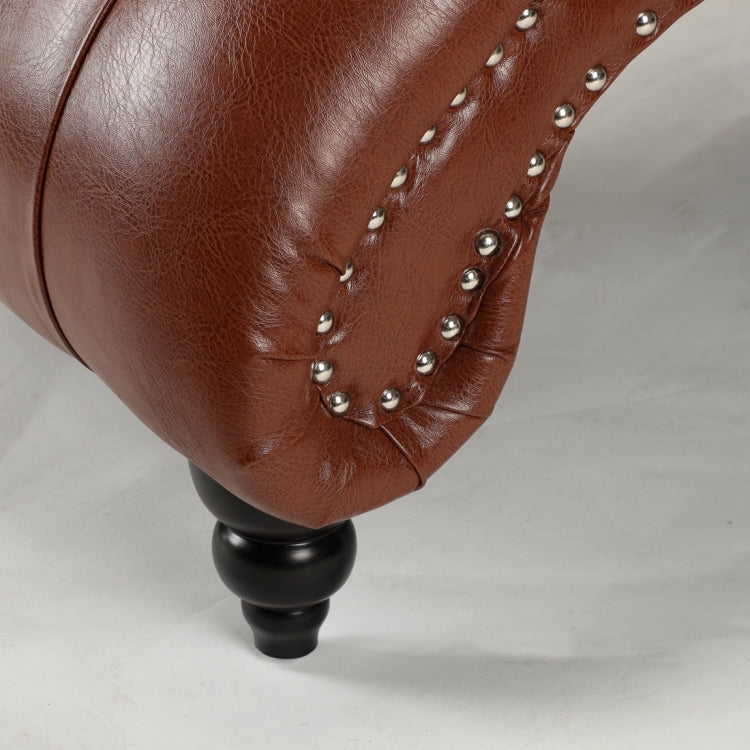 [US Warehouse] Home Indoor Leather Chaise Lounge, Size: 69.75x29x33.75 inch(Brown)
