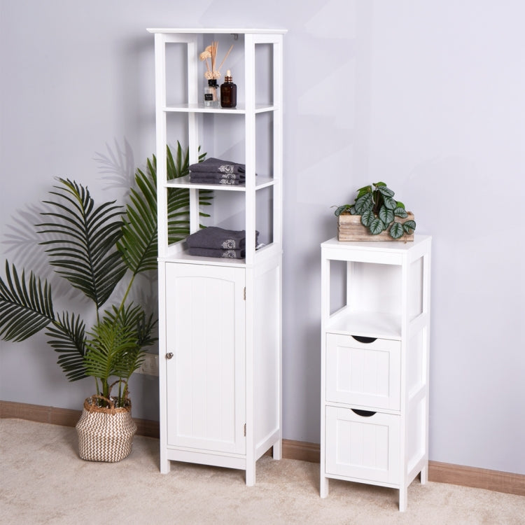 [US Warehouse] Living Room Floor Cabinet with a Door & 3 Drawers, Size: 15.75x12.6x63 inch(White)
