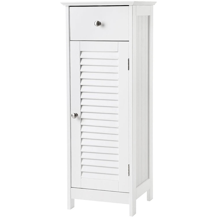 [US Warehouse] Bathroom Floor Cabinet Storage Organizer Set with Drawer & Single Shutter Door, Size: 12.6x11.81x34.25 inch(White)