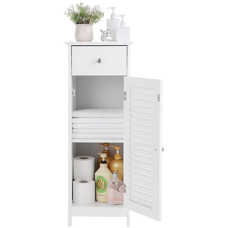 [US Warehouse] Bathroom Floor Cabinet Storage Organizer Set with Drawer & Single Shutter Door, Size: 12.6x11.81x34.25 inch(White)
