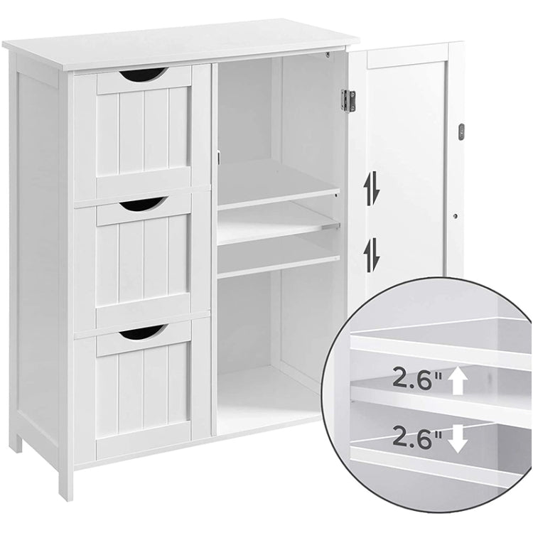 [US Warehouse] Bathroom Storage Cabinet with 3 Large Drawers & 1 Adjustable Shelf, Size: 23.62x11.81x31.9 inch(White)
