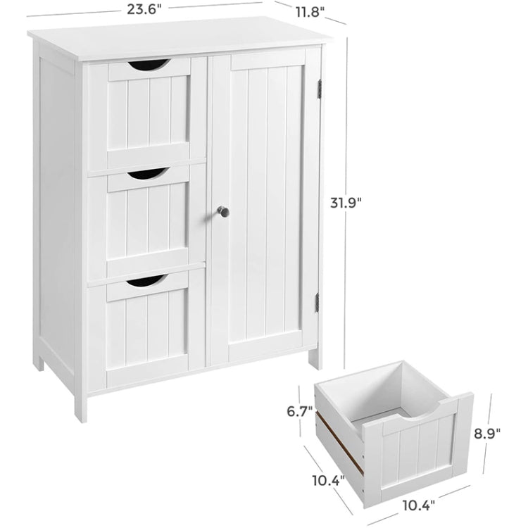 [US Warehouse] Bathroom Storage Cabinet with 3 Large Drawers & 1 Adjustable Shelf, Size: 23.62x11.81x31.9 inch(White)