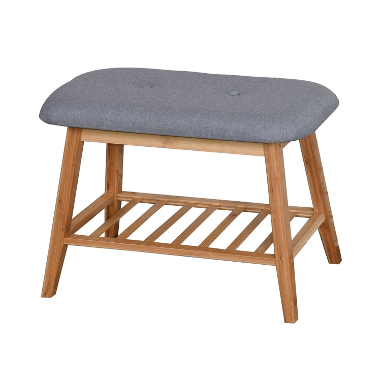 [US Warehouse] Entryway Shoe Rack Living Room Bamboo Storage Bench, Size: 23.6x12x17.3 inch