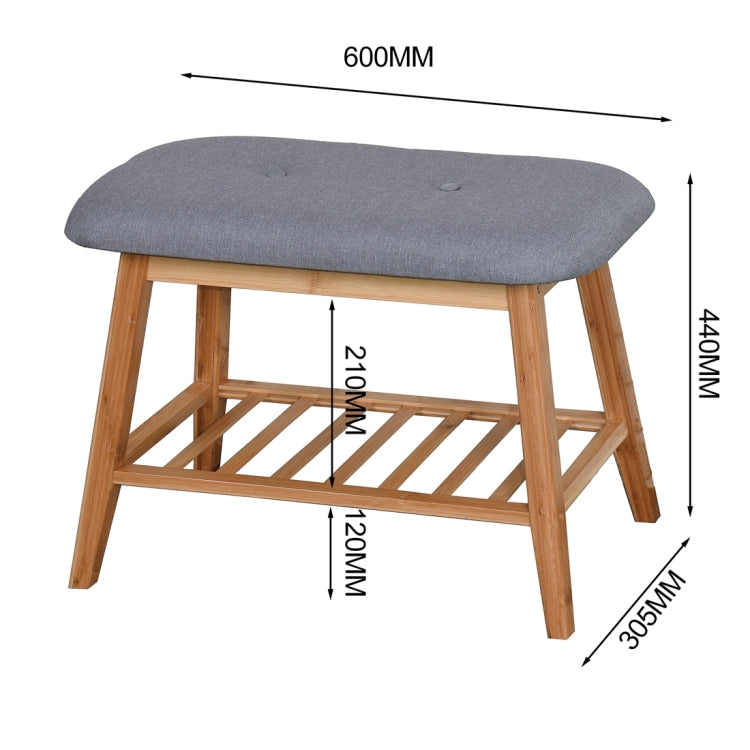 [US Warehouse] Entryway Shoe Rack Living Room Bamboo Storage Bench, Size: 23.6x12x17.3 inch