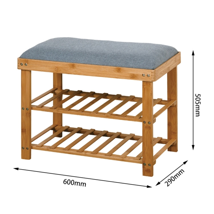 [US Warehouse] Entryway 3-tier Bamboo Bench Living Room Storage Shoe Rack, Size: 23.62x11.4x19.88 inch