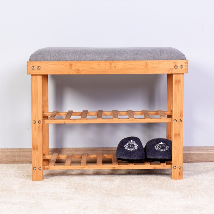 [US Warehouse] Entryway 3-tier Bamboo Bench Living Room Storage Shoe Rack, Size: 23.62x11.4x19.88 inch