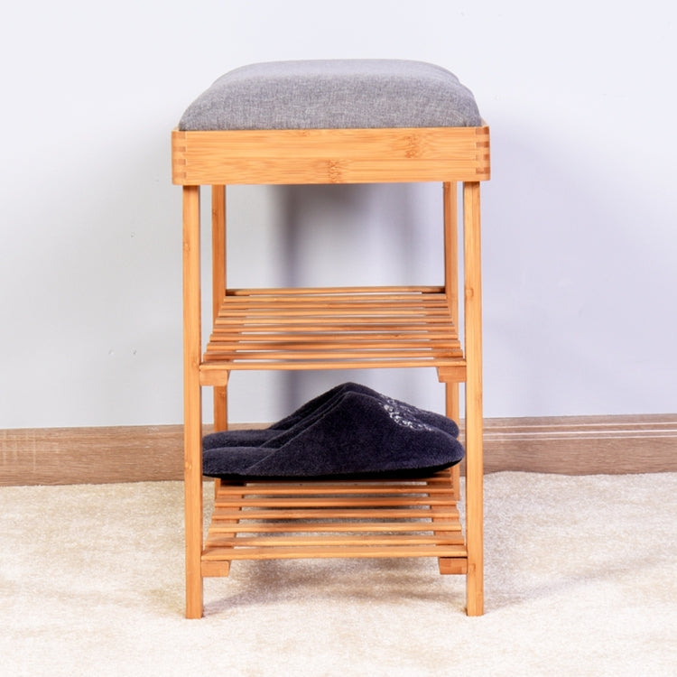 [US Warehouse] Entryway 3-tier Bamboo Bench Living Room Storage Shoe Rack, Size: 23.62x11.4x19.88 inch
