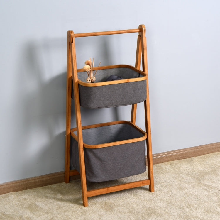 [US Warehouse] Living Room 2-Tier Storage Rack Bedroom Bamboo Rack, Size: 17.32x13x38.9 inch