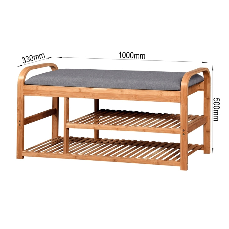 [US Warehouse] Entryway Bedroom Bamboo Storage Bench, Size: 39.37x13x19.88 inch