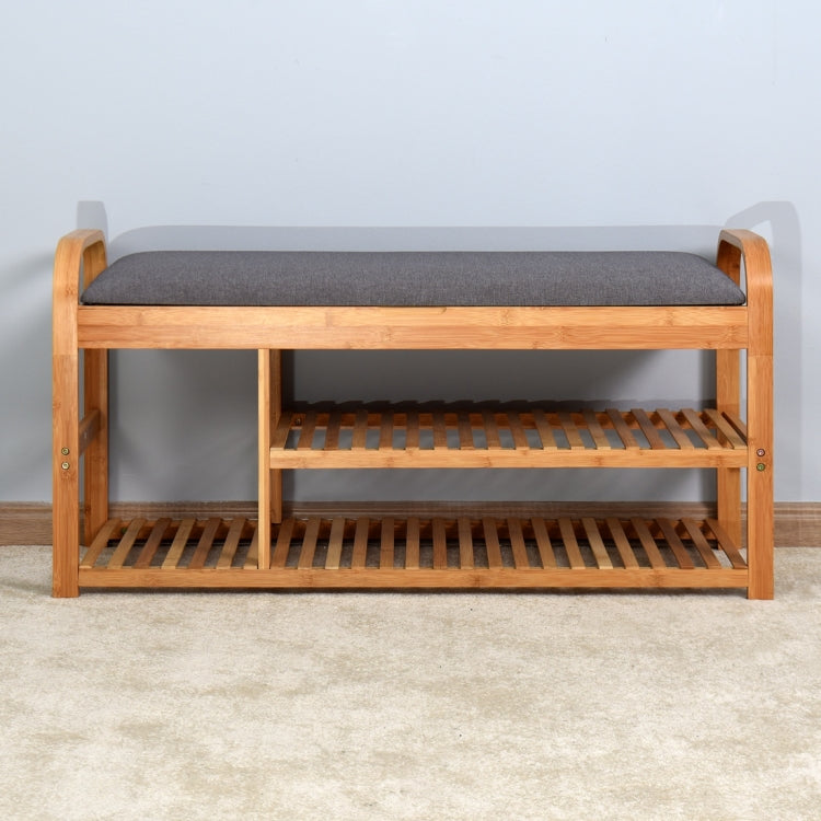 [US Warehouse] Entryway Bedroom Bamboo Storage Bench, Size: 39.37x13x19.88 inch