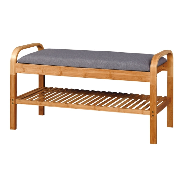 [US Warehouse] Bedroom 2-tier Bamboo Bench Living Room Storage Shoe Rack, Size: 35.43x13x19.88 inch