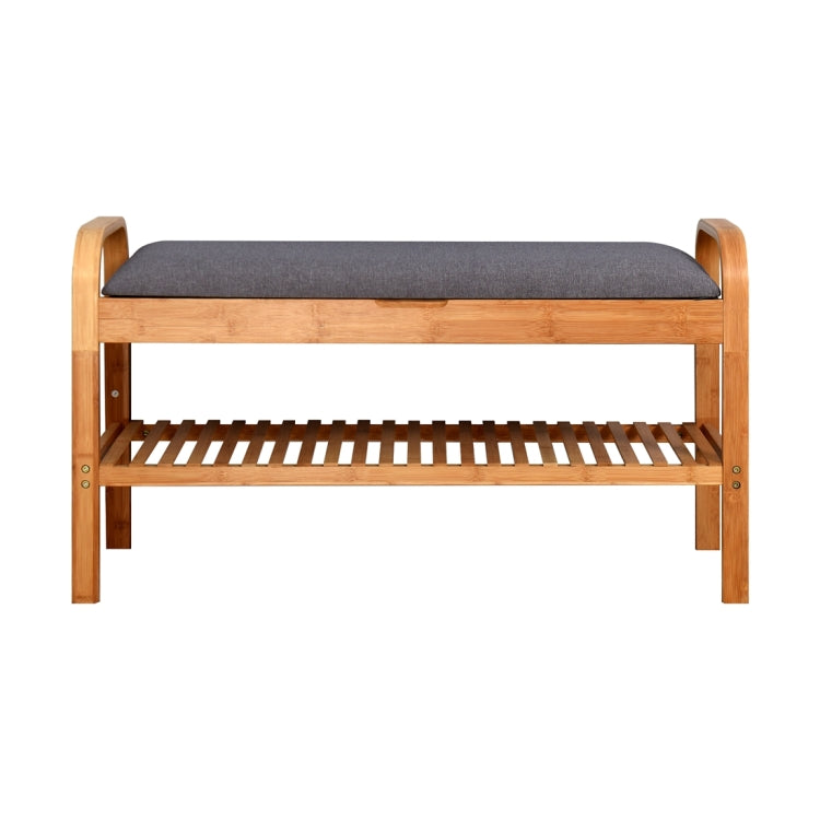 [US Warehouse] Bedroom 2-tier Bamboo Bench Living Room Storage Shoe Rack, Size: 35.43x13x19.88 inch