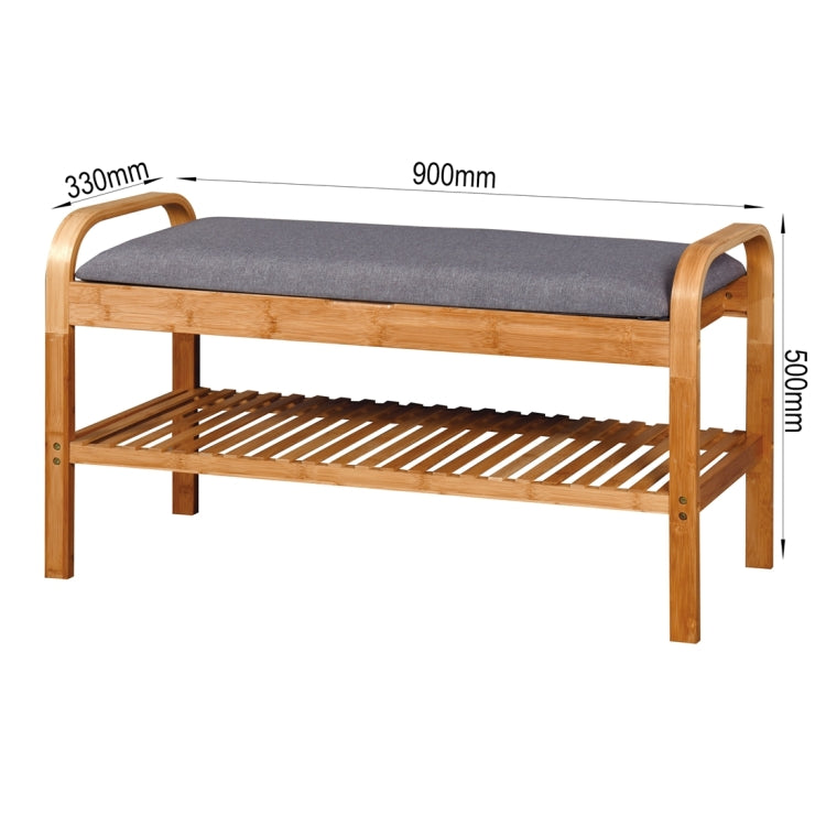 [US Warehouse] Bedroom 2-tier Bamboo Bench Living Room Storage Shoe Rack, Size: 35.43x13x19.88 inch