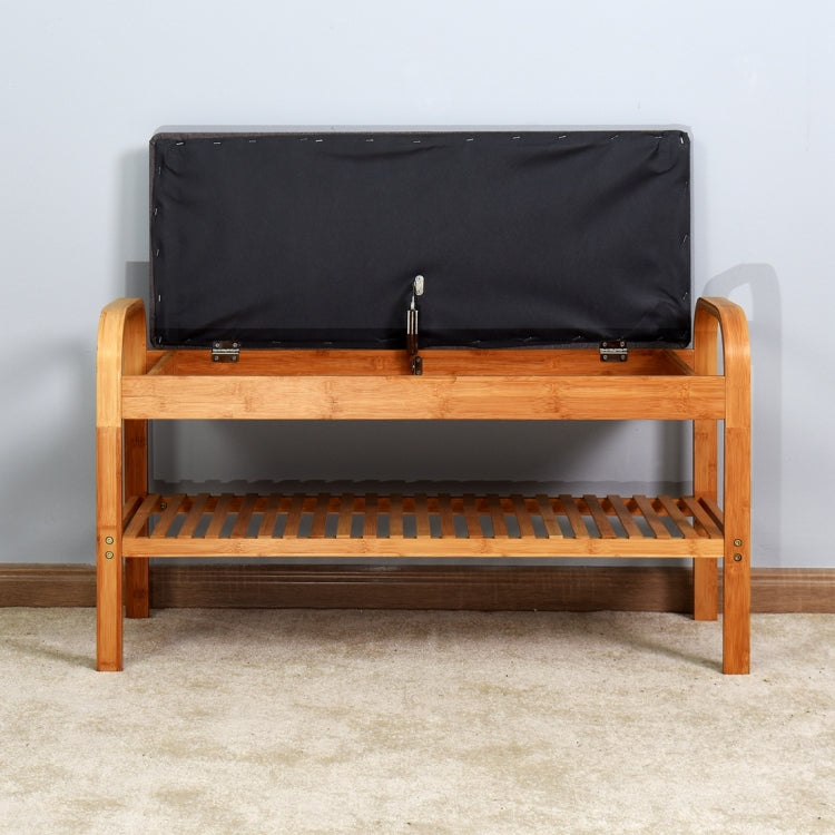 [US Warehouse] Bedroom 2-tier Bamboo Bench Living Room Storage Shoe Rack, Size: 35.43x13x19.88 inch