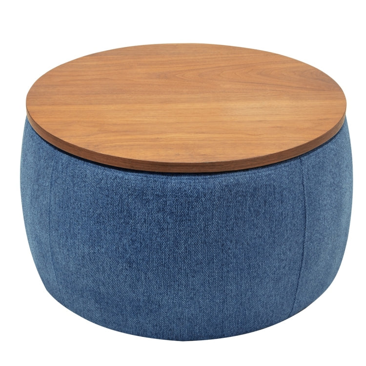 [US Warehouse] 2 in 1 Multifunction Round Storage Ottoman, Size: 25.5x25.5x14.5 inch(Navy Blue)