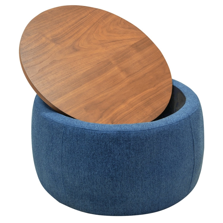 [US Warehouse] 2 in 1 Multifunction Round Storage Ottoman, Size: 25.5x25.5x14.5 inch(Navy Blue)