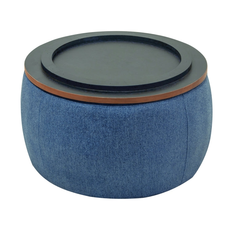 [US Warehouse] 2 in 1 Multifunction Round Storage Ottoman, Size: 25.5x25.5x14.5 inch(Navy Blue)
