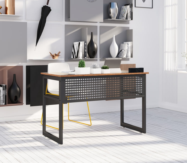 [US Warehouse] Home Office Wooden Metal Framed Desk, Size: 120x75x60cm