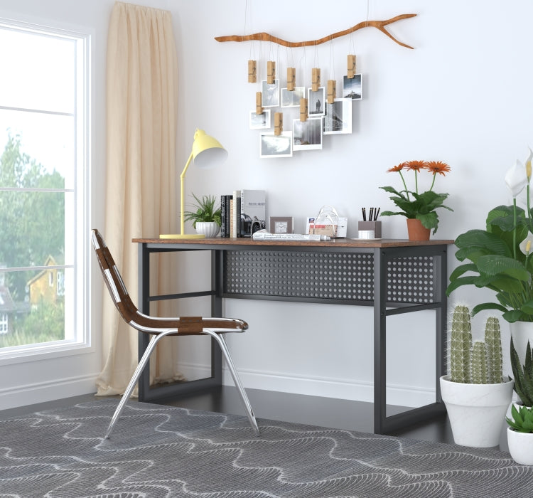 [US Warehouse] Home Office Wooden Metal Framed Desk, Size: 120x75x60cm