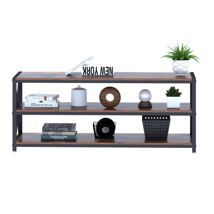 [US Warehouse] Lengthened TV Cabinet Wood-Like Grain Metal Frame Coffee Table Size: 120 x 39.9 x 50cm
