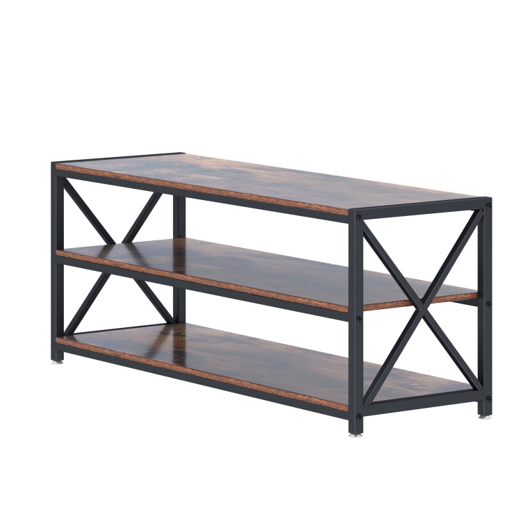 [US Warehouse] Lengthened TV Cabinet Wood-Like Grain Metal Frame Coffee Table Size: 120 x 39.9 x 50cm
