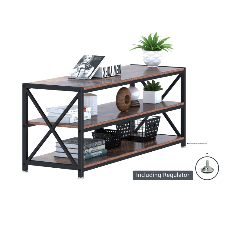 [US Warehouse] Lengthened TV Cabinet Wood-Like Grain Metal Frame Coffee Table Size: 120 x 39.9 x 50cm
