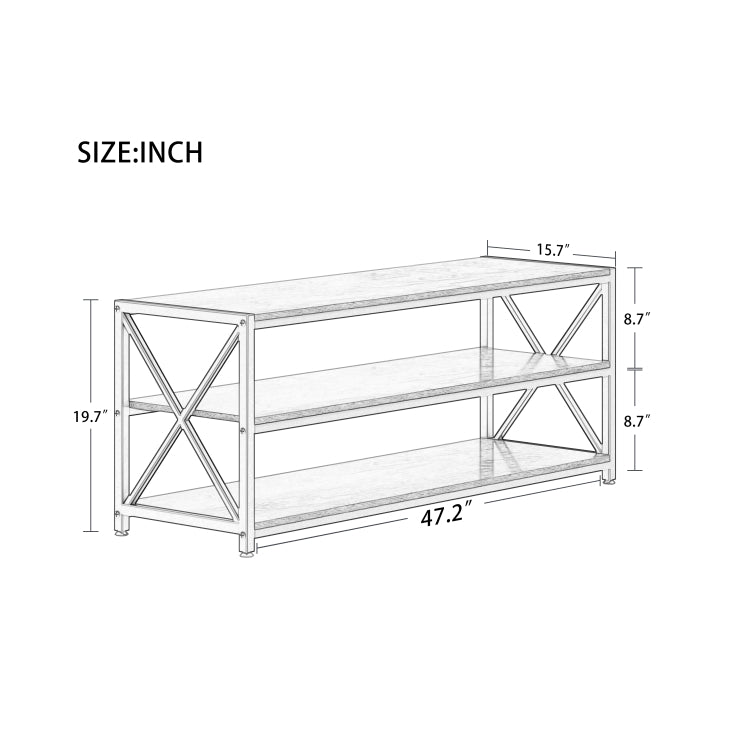 [US Warehouse] Lengthened TV Cabinet Wood-Like Grain Metal Frame Coffee Table Size: 120 x 39.9 x 50cm