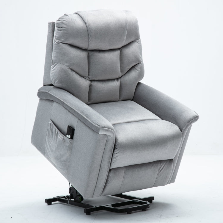 [US Warehouse] Power Velvet Fabric Lift Recliner Chair for Elderly Single Modern Sofa Chair (Grey)