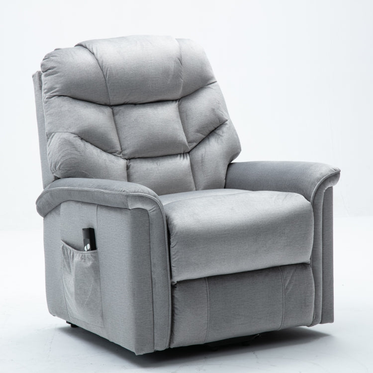 [US Warehouse] Power Velvet Fabric Lift Recliner Chair for Elderly Single Modern Sofa Chair (Grey)