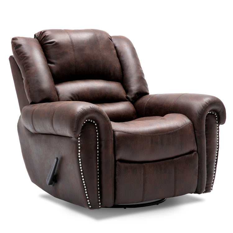 [US Warehouse] Manual Recliner Chair Suede Fabric Classical Sofa Chair with Overstuffed Armrest & Backrest (Brown)