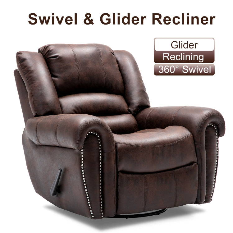 [US Warehouse] Manual Recliner Chair Suede Fabric Classical Sofa Chair with Overstuffed Armrest & Backrest (Brown)
